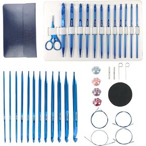 12Pcs Blue Interchangeable Afghan Circular Crochet Hooks Aluminium Tunisian Crochet Hook Set Carpet Knitting Weaving Needles in Saudi Arabia