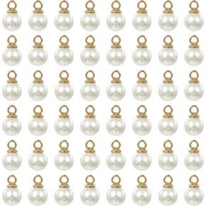 100 PCS Pearl Charms, Pearls for Jewelry Making, Faux Pearl Pendant Drops Beads for DIY Jewelry Making, Bracelets, Earrings, Necklace, Wedding Crafts in Kuwait
