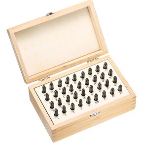HARFINGTON 36pcs 40Cr Alloy Steel Stamps Set 5/32" (4mm) A-Z / 0-8 / "&" Symbol Number Letter Punch Press Tool Steel Reverse Punch Stamp with Wood Case for Plastic Wood Leather in Saudi Arabia