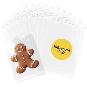 100 Pcs Clear Self Sealing Cellophane Bags, 4x6 Inches Cookie Bags Resealable Cellophane Bag for Packaging Cookies, Candy and Products in Saudi Arabia