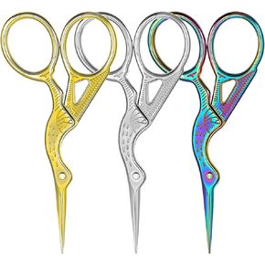 3PCS Small Sewing Scissors 3.74 Inch Sharp Crochet Scissor Stainless Steel Stork Shaped Scissors Shears Comfortable Grip for Embroidery, Fabric, Thread, Knitting, Sewing, Arts & Craft(Colorful) in Saudi Arabia