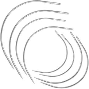 8 Pcs Sliver Curved Lightweight Sewing Needles, C-Type Weaving Upholstery Heavy-Duty Hand Sewing Repair with Sharp Tips for Carpet Leather Canvas Repairing Blocking Knitting Modelling Crafts in Kuwait