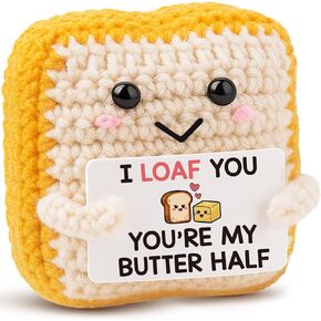 هدايا عيد الحب من MAMAGIFTREE لها، مضحكة I Loaf You Crochet Toast Doll، هدية عيد ميلاد لطيفة للذكرى السنوية الثانية من القطن لصديقها وصديقتها وزوجها، أنت نصف الزبدة الخاص بي in Kuwait