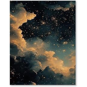 RLTXBUK Starry Night Cross Stitch Kits, Dreamy Galaxy Sky Cloud Stamped Counted Cross Stitch Kits for Adults, Celestial Night Aesthetic Needlework Decor, 11.8x15.8 Inch in Kuwait