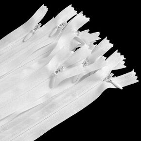 10 Pcs Nylon Coil Zipper 16 Inch White Invisible Zippers Nylon Coil Bulk Zippers for Crafts and Sewing in Kuwait
