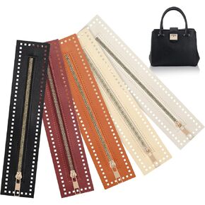 Crochet Zipper with Holes & PU Leather Frame | 10.6" Sewing Zippers for Handbags, Handmade Bags, DIY Purses, Jeans | 5 Colors PU Leather Zippers in Saudi Arabia