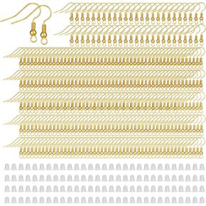 500 Pcs Earring Hooks for Jewelry Making, Stainless Steel Gold Earring Hooks, Ear Hook for Jewelry Making, Ear Supplies Kit, Ears Wires French Wire Hook in Saudi Arabia