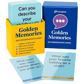 Golden Memories – 220 Conversation Cards for Seniors with Dementia & Alzheimer’s – Meaningful Conversations & Memory Activities for Solo or Group Engagement | Infodeck in Saudi Arabia
