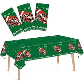 3 Pack Football Disposable Tablecloth, 54" X 108" Plastic Table Cover, Touchdown Design Tablecloth for Football Theme Party, Game Day, Tailgate, Super Bowl and Birthday Decorations Supplies in Saudi Arabia