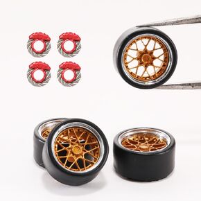 WAVEIST 1/64 Wheels 3D Printed with Red Brake Disc,Gold BBS RS2,for Car Culture Model Cars Modificition,Diameter is 10.6mm/0.42in. (PB-C6) in Kuwait