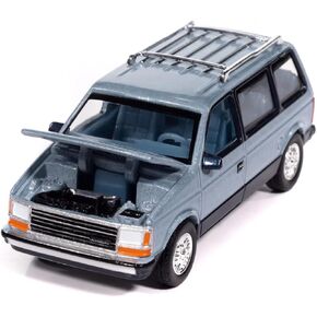 1987 Voyager Van Ice Metallic and Twilight Blue Metallic 2-Tone with Blue Interior Mighty Minivans Series 1/64 Diecast Model Car by Auto World AWSP197A in Saudi Arabia