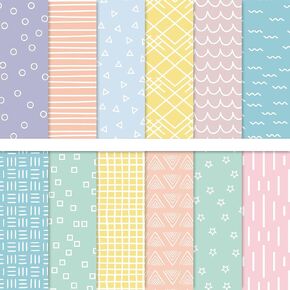 Whaline 60 ورقة باستيل خربش نمط ورقة شريطية موجة نجمة مزدوجة من جانب سجل القصاصات ورقة التخصص لفصل الربيع DIY الحرف اليدوية صنع بطاقة، 5.5 × 8.3 بوصة in Kuwait