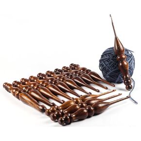 13 قطعة من خطافات الكروشيه الخشبية الفاخرة، مجموعة خطافات كروشيه للحياكة والكروشيه - إبر الحياكة من خشب الورد (2) in Kuwait