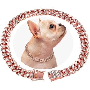 Cuban Dog Collars Pet Cat Dog Chain with New Secure Buckle Crystal Collar Jewelry Accessories for Large Medium Small Dogs Cats(8 Inch) in Kuwait