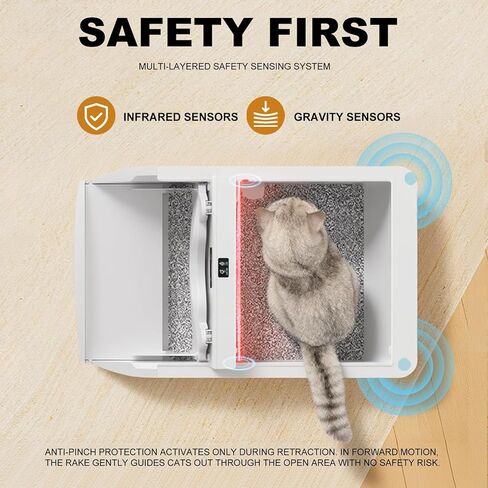 Automatic Litter Box, Open-Top Self Cleaning Litter Box for Multiple Cats, Large Space with Low Entry, Dual Safety Sensors, Quiet Operation, Compatible with Clumping Litter, Odor Control in Saudi Arabia