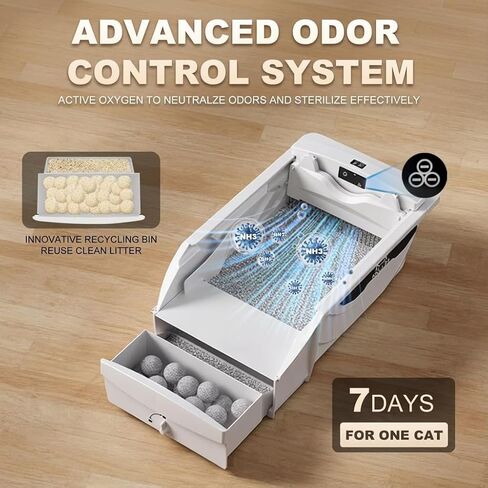 Automatic Litter Box, Open-Top Self Cleaning Litter Box for Multiple Cats, Large Space with Low Entry, Dual Safety Sensors, Quiet Operation, Compatible with Clumping Litter, Odor Control in Saudi Arabia