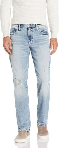 شركة Silver Jeans Co. بنطال جينز Macray كلاسيكي بقصة مستقيمة للرجال، غسيل خفيف SOC177، 33 عرض × 32 طول in Saudi Arabia