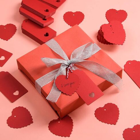 360 قطعة من بطاقات هدايا عيد الحب على شكل قلب من ورق الكرافت، ملصقات اسم معلقة لموضوع عيد الحب مع سلسلة لتغليف حفلات الزفاف وأعياد الميلاد، لوازم DIY (أحمر) in Kuwait