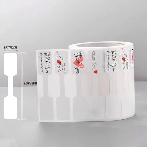 1 Roll Elegant White Self-Adhesive Jewelry Price Tags with Thank You Message - Glossy Finish Perfect for DIY Crafts Display in Saudi Arabia