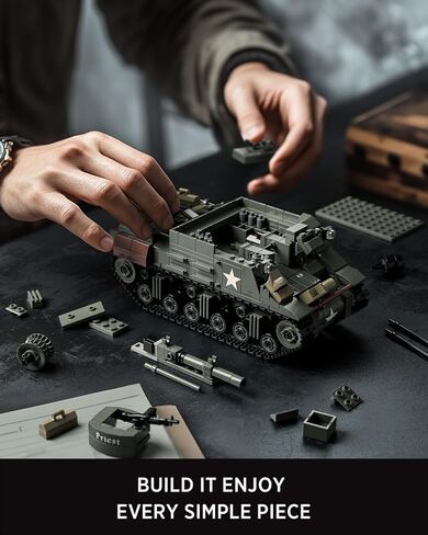 Nifeliz Military M7 Priest Tank Model Building Set, WW2 Howitzer Army Vehicle Building Set for Adults, Collectible Army Display Model Set and Gift for Enthusiasts (646 PCS, NF10336) in Saudi Arabia