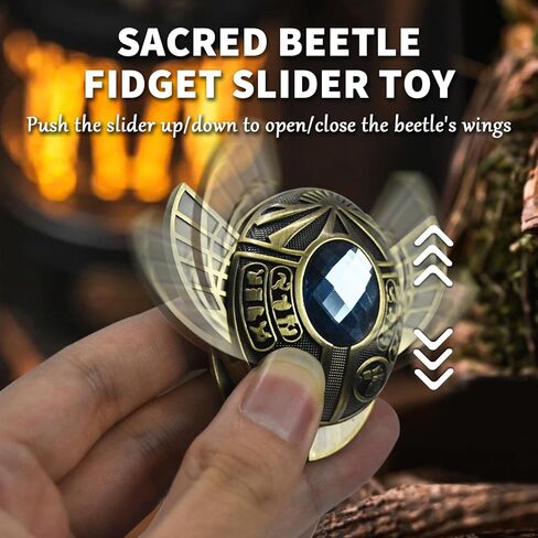 Sacred Beetle Fidget Slider, Alloy Metal Fidget Toys for Adults with Linkage Mechanism, Slide Up/Down to Extend/Retract The Wings, Home Office Desk Toy for Stress & Anxiety Relief (Bronze) in Saudi Arabia
