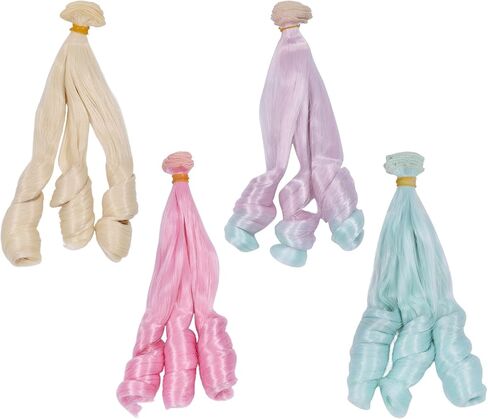 4 قطع من 4 قطع من GLOBLELAND شعر مستعار مجعد بطول 7.8 بوصة من شعر داوني بيرم طويل لصنع شعر مستعار للدمى، إكسسوارات دمى صناعية ناعمة ومرنة وبنية طويلة من جوز الهند لصناعة الحرف اليدوية in Kuwait