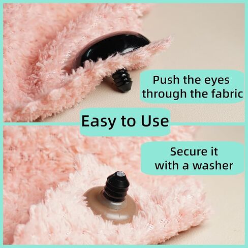 Hukiwow 40 قطعة 40 مم عيون أمان وغسالات 40 مم عيون أمان كبيرة كبيرة حرفية سوداء بلاستيكية كروشيه لصنع الدمى على شكل حيوانات كروشيه in Kuwait