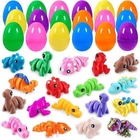 DIYDEC 24pcs Easter 3D Printed Animals Axolotl Figurines with 3D Printed Eggs Mini Fidget Toys for Kids Boys Girl Easters Basket Stuffers School Classroom Prizes Egg Hunt Party Favors Gifts in Kuwait