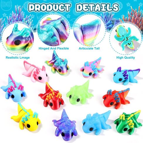 DIYDEC 24pcs Easter 3D Printed Animals Axolotl Figurines with 3D Printed Eggs Mini Fidget Toys for Kids Boys Girl Easters Basket Stuffers School Classroom Prizes Egg Hunt Party Favors Gifts in Kuwait