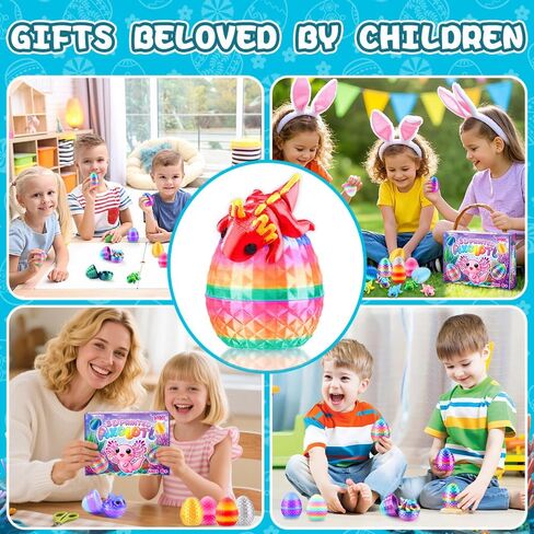 DIYDEC 24pcs Easter 3D Printed Animals Axolotl Figurines with 3D Printed Eggs Mini Fidget Toys for Kids Boys Girl Easters Basket Stuffers School Classroom Prizes Egg Hunt Party Favors Gifts in Kuwait