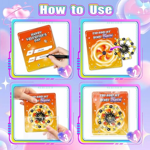 24 Pack Valentine's Day Cards for Kids with Fidget Spinners, Valentines Day Gifts for Kids, Deformable Robot Fidget Toy Exchange School Classroom Valentines Party Favor Game Prizes in Saudi Arabia