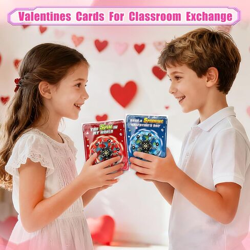 24 Pack Valentine's Day Cards for Kids with Fidget Spinners, Valentines Day Gifts for Kids, Deformable Robot Fidget Toy Exchange School Classroom Valentines Party Favor Game Prizes in Saudi Arabia