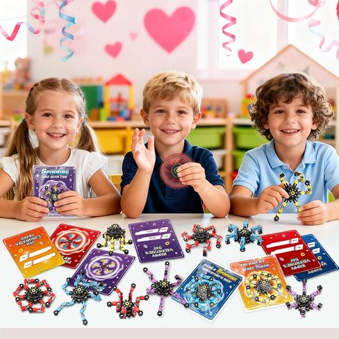 24 Pack Valentine's Day Cards for Kids with Fidget Spinners, Valentines Day Gifts for Kids, Deformable Robot Fidget Toy Exchange School Classroom Valentines Party Favor Game Prizes in Saudi Arabia