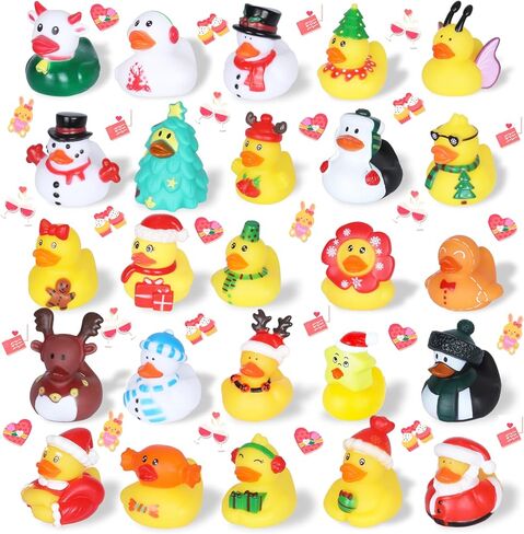 24 Pcs Mini Rubber Ducks in Bulk - Perfect for Cruise Ship Hiding, Birthday Party Decorations, and Cute Bath Toys for Kids in Saudi Arabia