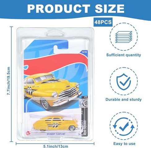 48 Pcs Clear Protector Cases Model Car Clamshell Cases Display Case, Clear Protective Packs Car Blister Pack Covers Compatible with Hot-Wheels for Storage, 7.5 x 5 x 2 Inch in Saudi Arabia