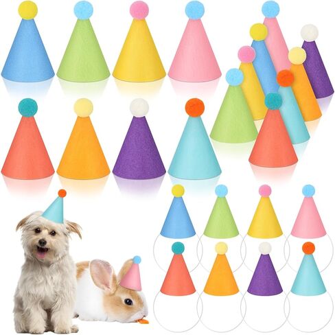 24 Pcs Mini Party Hat for Stuffed Animals Birthday Hat Decor for Doll Pets Dog Cat Rabbit Puppies Costume in Saudi Arabia