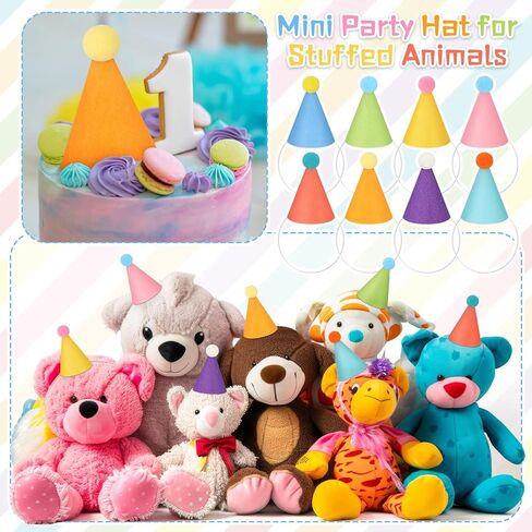 24 Pcs Mini Party Hat for Stuffed Animals Birthday Hat Decor for Doll Pets Dog Cat Rabbit Puppies Costume in Saudi Arabia