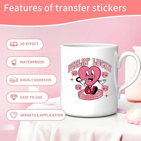 UV DTF Cup Wrap - 20 Sheet Retro Valentine UV DTF Transfer Stickers, Trendy Cup Wraps for Glass, Y2K Style Waterproof Decals, DIY Crafts for Teenagers Friends in Saudi Arabia
