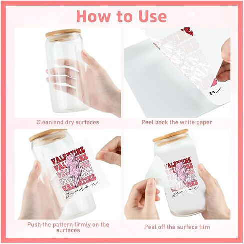 UV DTF Cup Wrap - 20 Sheet Retro Valentine UV DTF Transfer Stickers, Trendy Cup Wraps for Glass, Y2K Style Waterproof Decals, DIY Crafts for Teenagers Friends in Saudi Arabia