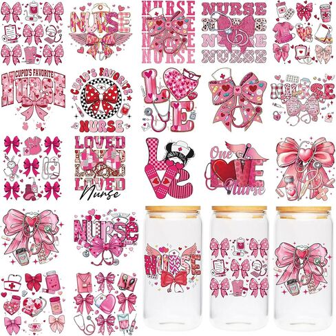UV DTF Cup Wrap - 20 Sheet Retro Valentine UV DTF Transfer Stickers, Trendy Cup Wraps for Glass, Y2K Style Waterproof Decals, DIY Crafts for Teenagers Friends in Saudi Arabia