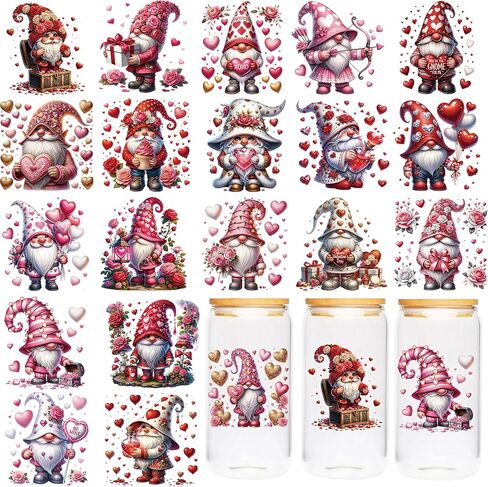 UV DTF Cup Wrap - 20 Sheet Retro Valentine UV DTF Transfer Stickers, Trendy Cup Wraps for Glass, Y2K Style Waterproof Decals, DIY Crafts for Teenagers Friends in Saudi Arabia