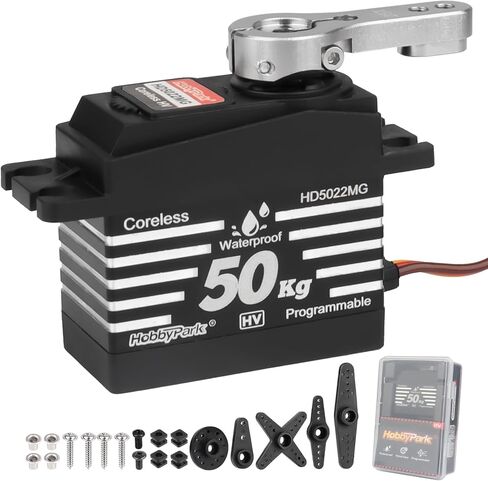HobbyPark مقاوم للماء 50 كجم عزم دوران عالٍ RC مؤازر بدون قلب محرك قياسي الحجم RC خدمات التوجيه HV 4.8-8.4V تروس معدنية كاملة لـ 1/8 1/10 1/12 RC سيارة شاحنة عربات التي تجرها الدواب الروبوتات زاوية تحكم قابلة للبرمجة 180 درجة in Saudi Arabia