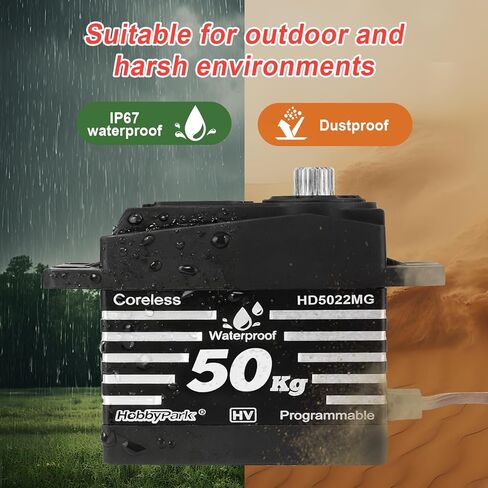 HobbyPark مقاوم للماء 50 كجم عزم دوران عالٍ RC مؤازر بدون قلب محرك قياسي الحجم RC خدمات التوجيه HV 4.8-8.4V تروس معدنية كاملة لـ 1/8 1/10 1/12 RC سيارة شاحنة عربات التي تجرها الدواب الروبوتات زاوية تحكم قابلة للبرمجة 180 درجة in Saudi Arabia