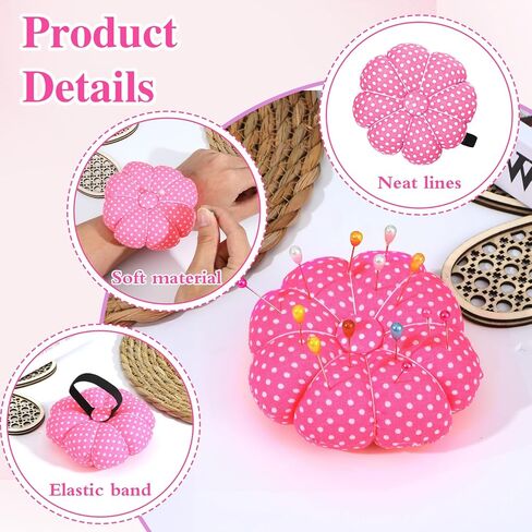 Wrist Pin Cushion for Sewing Pink Pumpkin Pin Cushion Wrist Pincushions for Sewing Cute Sew Cushions for Wrists Wristband Pins Cushions Needlework Supplies, Hot Pink in Saudi Arabia