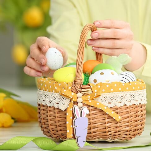 Youyole 24 Pcs Easter Basket Name Tag Personalized Wooden Bunny Carrot Hanging Sign Gift Tags Blank Rabbit Carrot Cutouts with Beads Twine Spring Gifts Tags for Easter Party DIY Craft Home Decor in Saudi Arabia