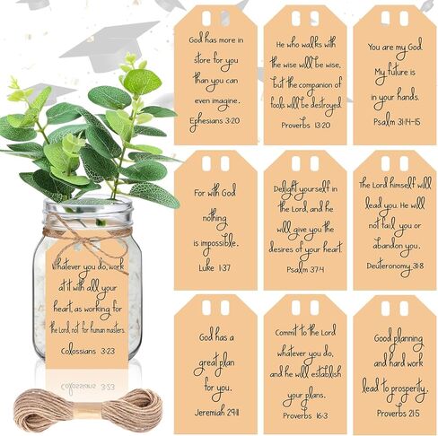 10 Pcs Christian Bible Verse Tags Graduation Gift Tags with String Graduation Centerpieces for Mason Jars Party Favor Decorations DIY Crafts Bible Gifts, 3.5 Inch in Saudi Arabia