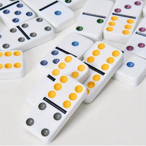 مجموعة LuckyWish Dominoes، 28 قطعة مع حقيبة تخزين حمراء، لعبة طاولة كلاسيكية للبالغين in Saudi Arabia