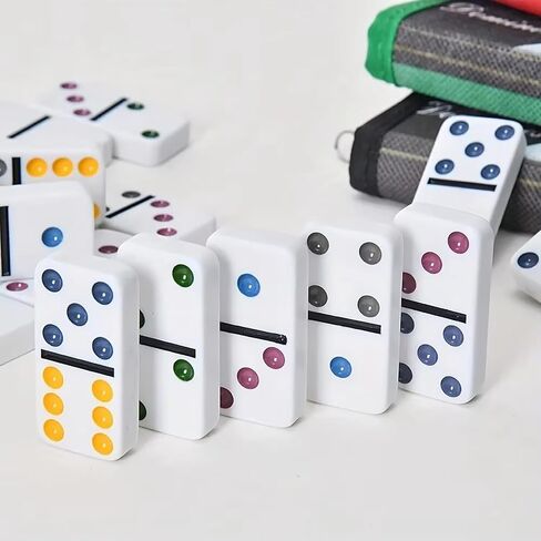 مجموعة LuckyWish Dominoes، 28 قطعة مع حقيبة تخزين حمراء، لعبة طاولة كلاسيكية للبالغين in Saudi Arabia