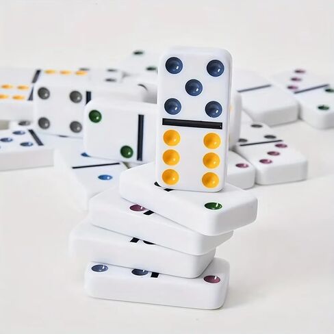 مجموعة LuckyWish Dominoes، 28 قطعة مع حقيبة تخزين حمراء، لعبة طاولة كلاسيكية للبالغين in Saudi Arabia