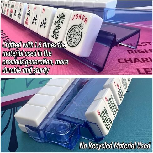 bestcool Mahjong Racks with Pushers Set of 4, Mahjong Tile Holders with Dice, Racks with Attached Pushers, Mahjong Accessories and Supplies for Women(Blue-Pink) in Saudi Arabia